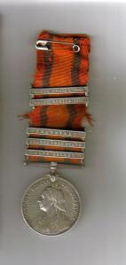 Boer War medal William Stubbings courtesy Kym Stubbings