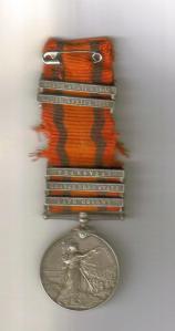 Boer War medal William Stubbings reverse courtesy Kym Stubbings