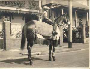 Lester Fell outside Jimmy Pike's gate